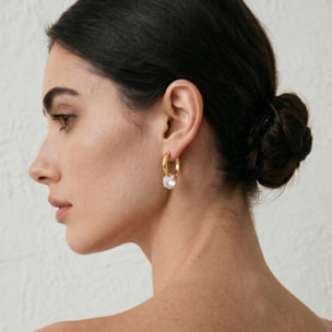 Pendientes de Circonita Brillante acabado en oro amarillo de 18k