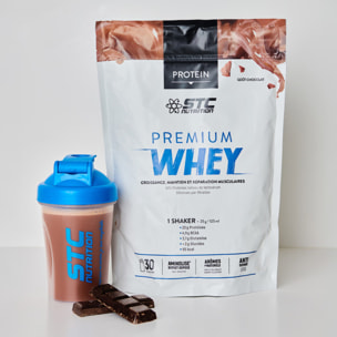 STC NUTRITION - Premium Whey - 80% de protéines natives de lactosérum - Croissance, maintien et réparation musculaires - Digestion facile - Doypack 750g - Chocolat - Lot de 2