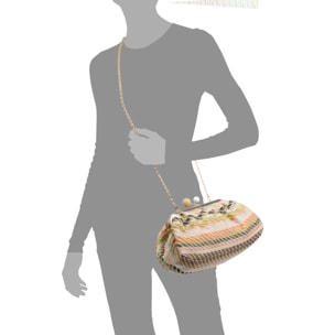Boesio Bolso bandolera Mujer. Fabricado en rafia sintética entrelazada.