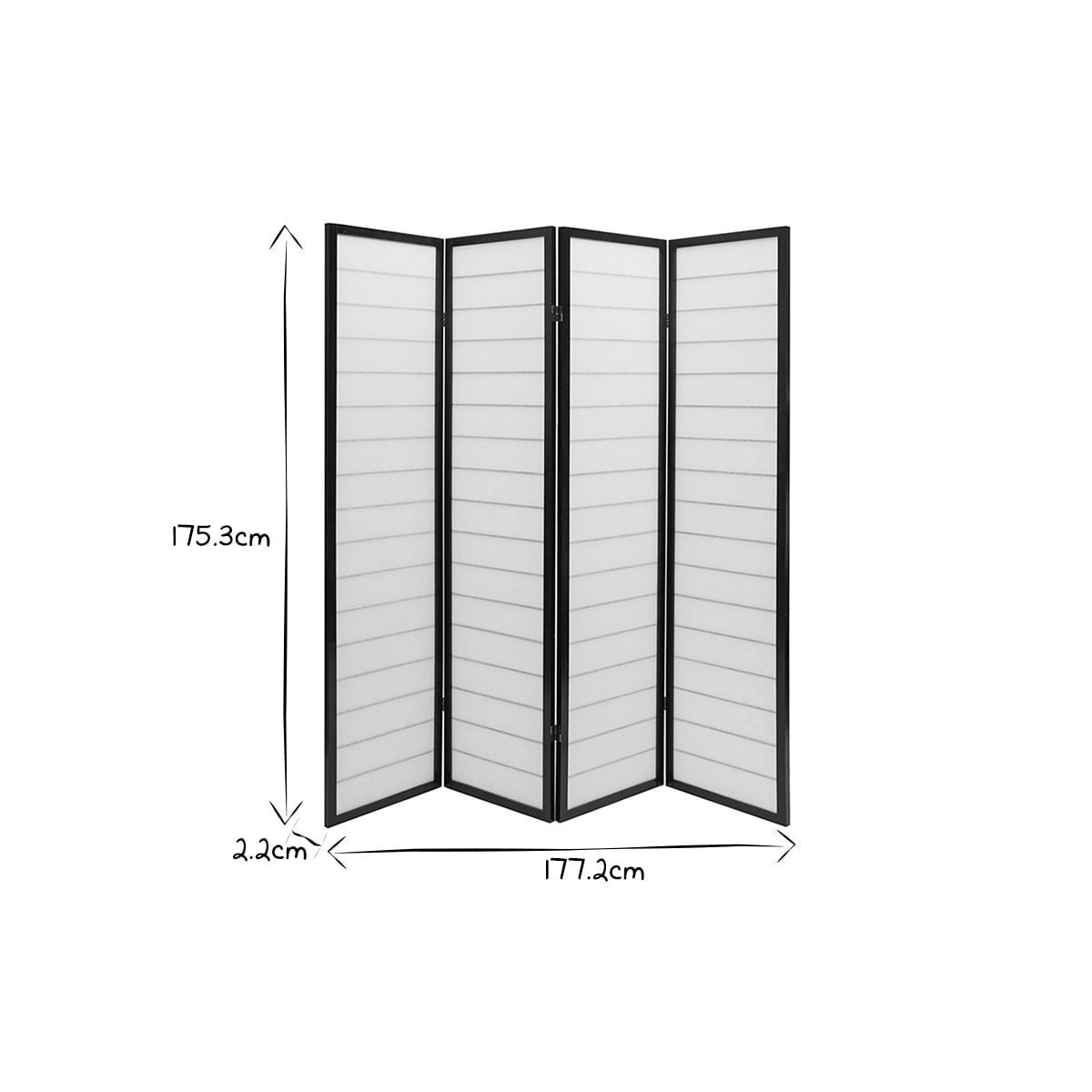 Paravent japonais en bois noir et papier de riz L177 cm GIBON