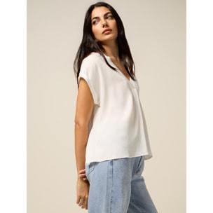Oltre - Blusa scollo a V in viscosa - Bianco