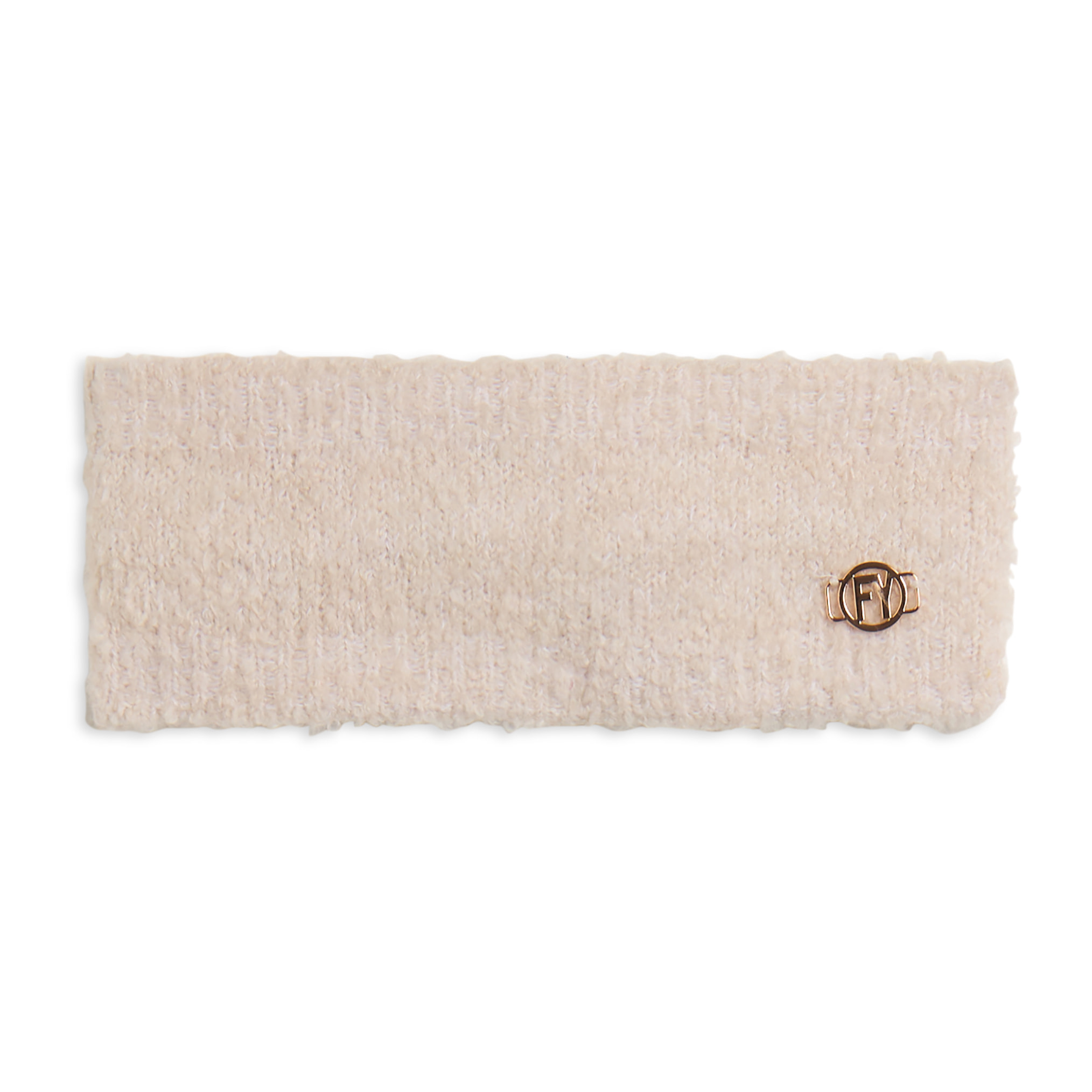 Fascia per capelli bouclé con logo dorato FY