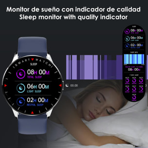 Smartwatch Y90 con 8 modos deportivos, monitor de O2 y tensión. Notificaciones con mensaje en pantalla. Correa de piel.