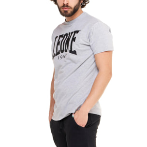 Camiseta de manga corta de algodón elástico con gran logo Leone Basic