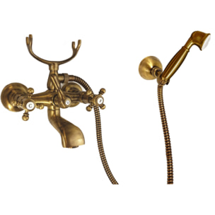 Mélangeur bain douche + flexible + douchette + support PAINI Tiffany Vieux Bronze