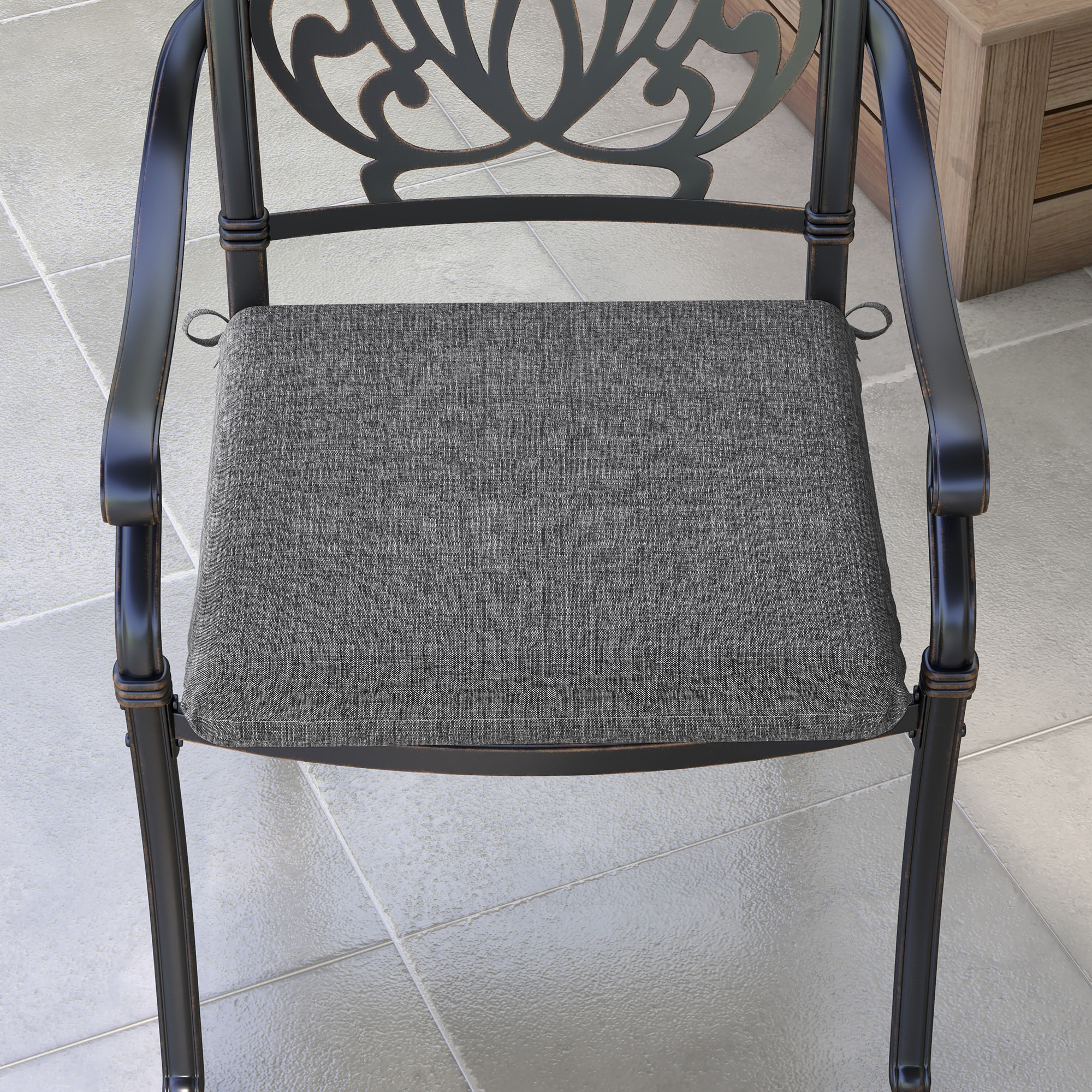 Conjunto de Cojines para Sillas de Comedor 47x47x7 cm Juego de 4 Piezas Cojines para Sillas de Jardín Impermeable y Protección UV 50+ para Interior y Exterior Gris