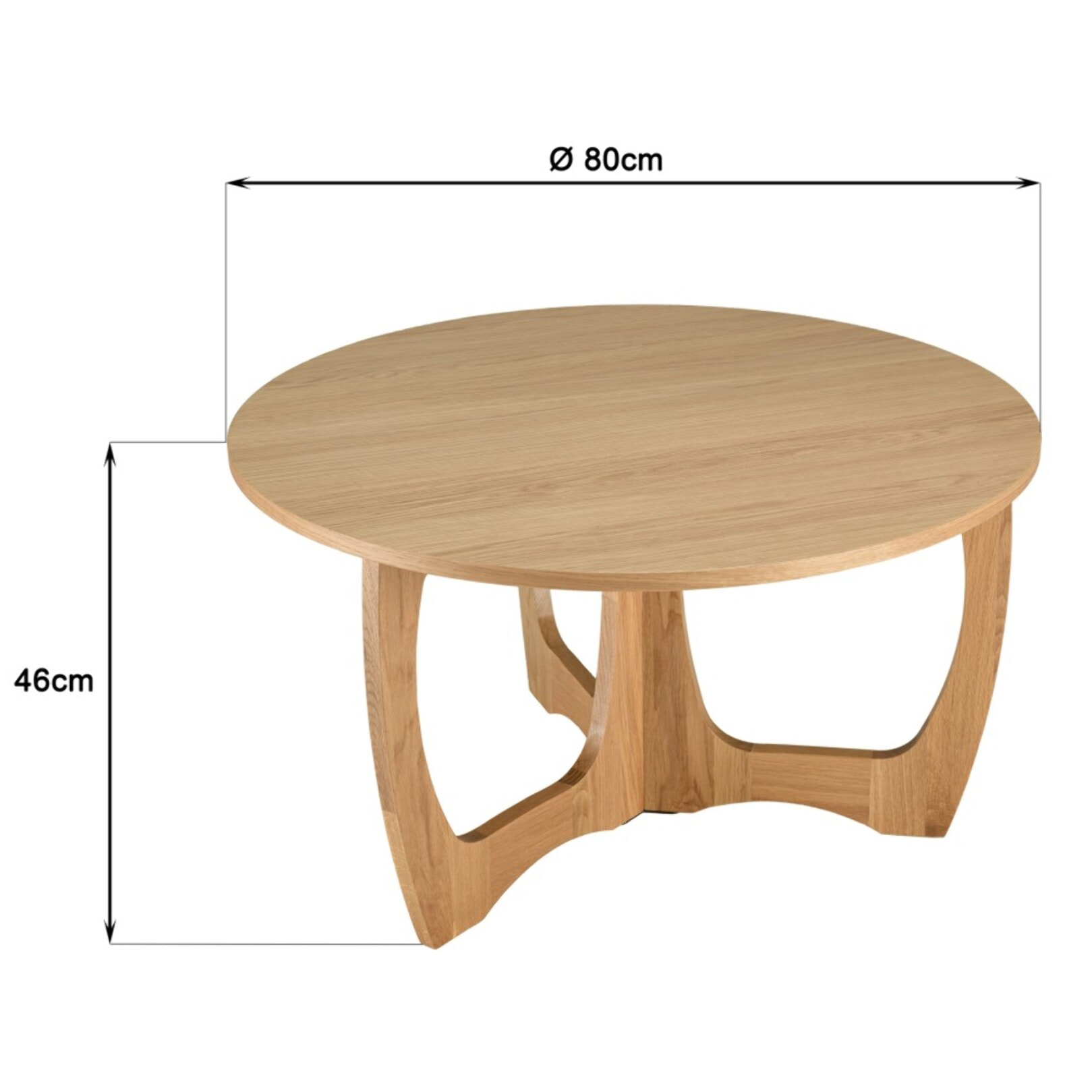 SYA - Table basse ronde D80 décor et chêne naturel pied ajouré