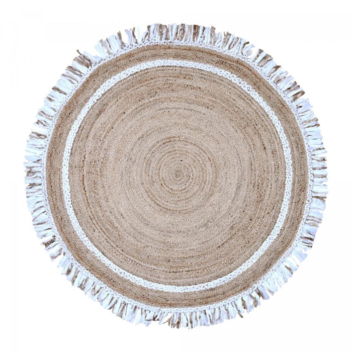 Tapis rond 100x100 rond JT SATCH Blanc , tapis jute artisanal