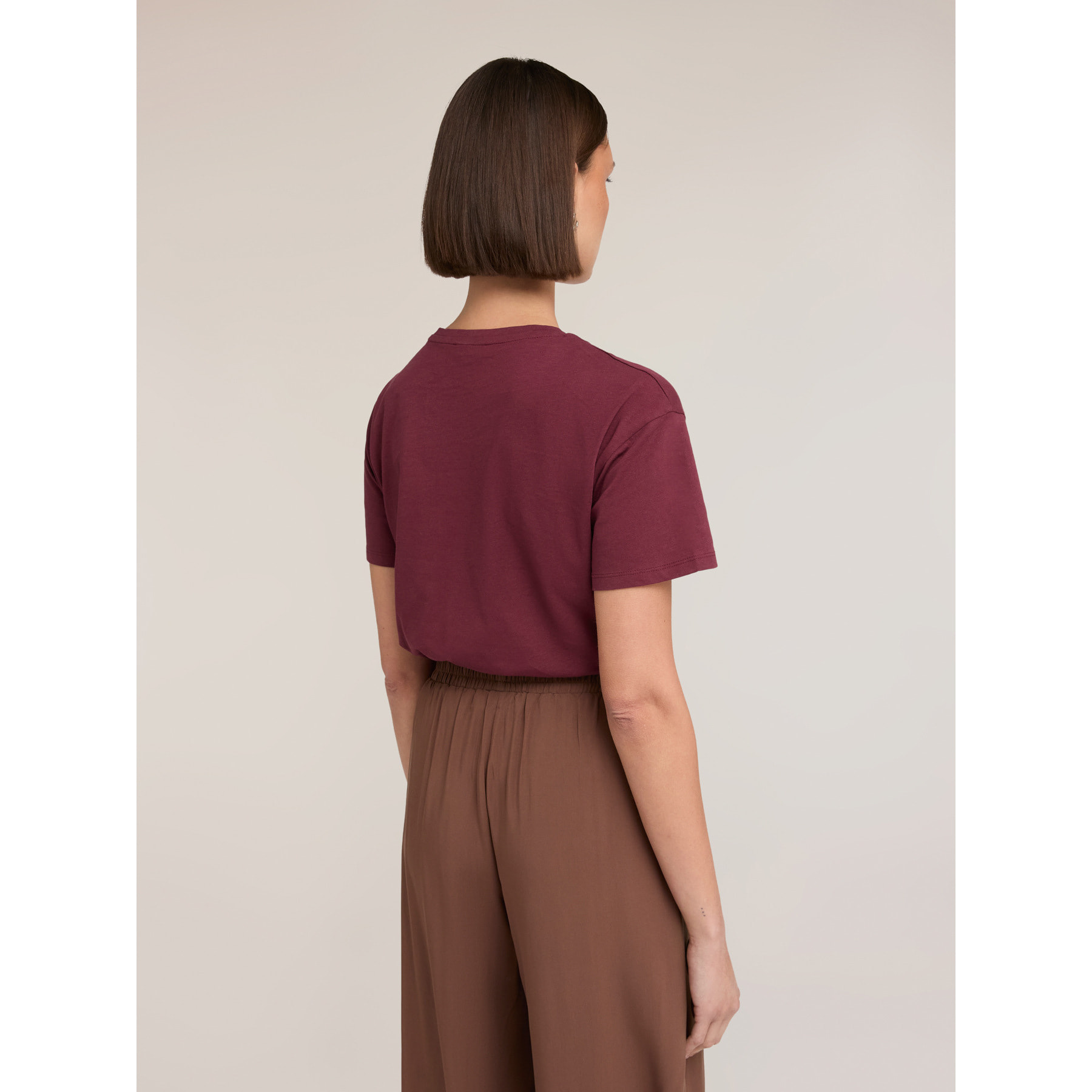 Motivi - Camiseta con bordado de perlas - Burgundy