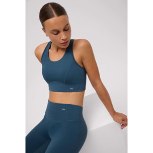 Reggiseno sportivo blu con schiena incrociata