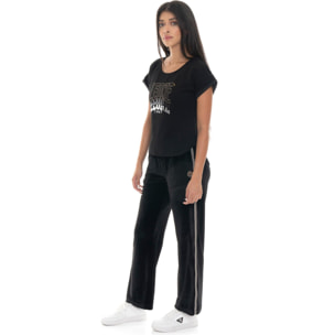 Camiseta de manga corta para mujer Leone 1947 Gold Studs, tejido elástico