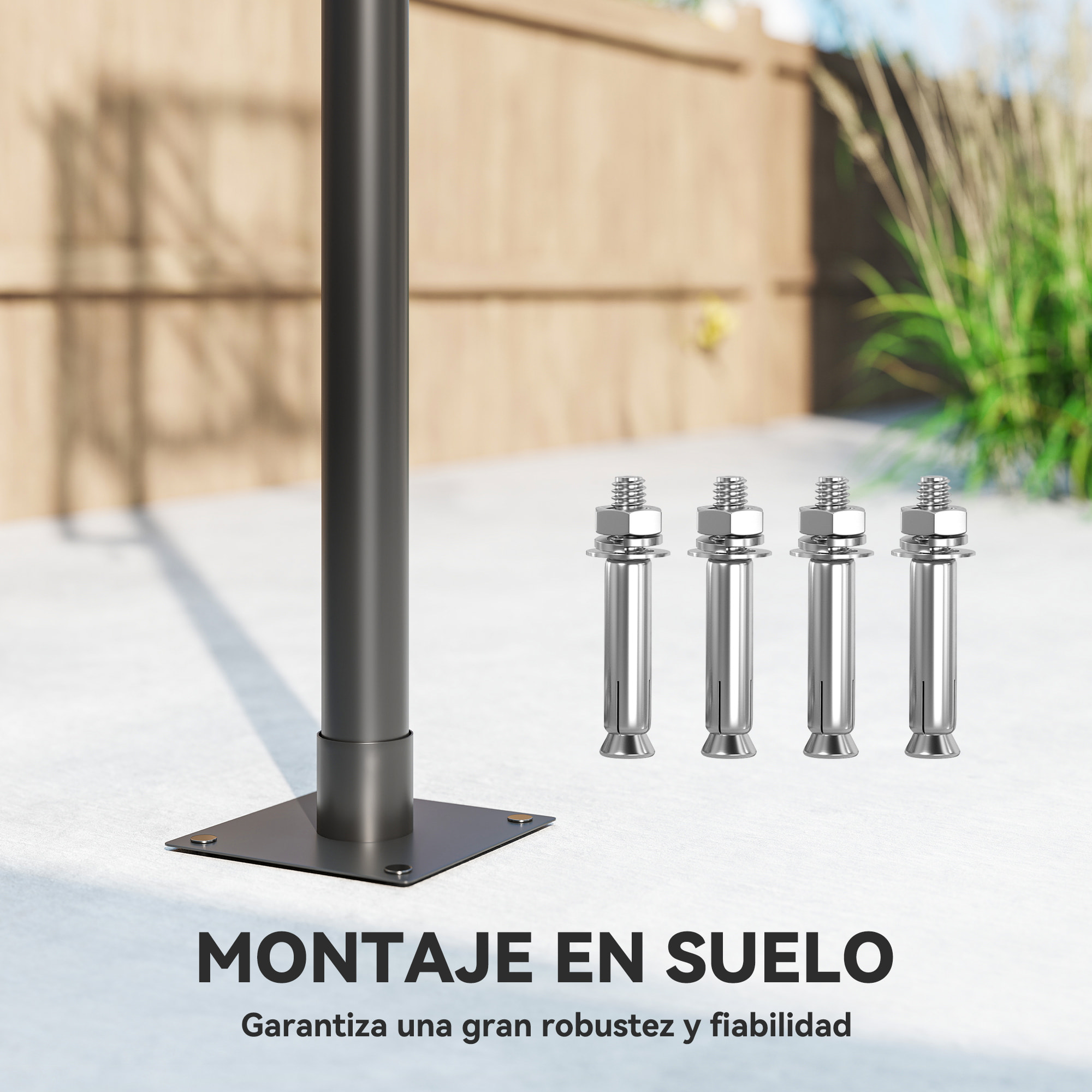 Canasta de Baloncesto para Exterior, Altura Ajustable 230-305 cm, Canasta de Baloncesto con Soporte, Tablero Irrompible 120 cm, Aro Ø48 cm y Base Estable, para Adolescentes y Adultos, Negro