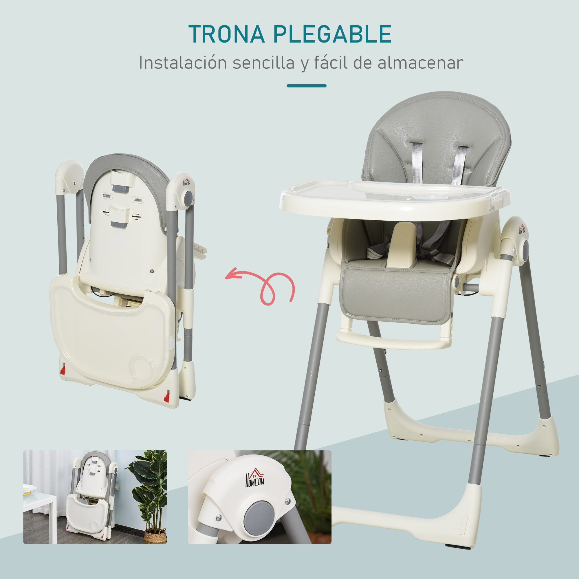 Trona para Bebé Evolutiva Ajustable y Plegable Gris