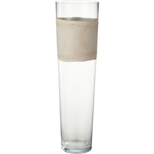 J-Line vase Delph - verre - transparent/beige - large - 60 cm de hauteur