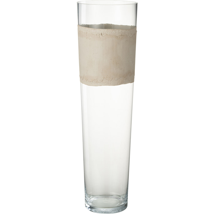 J-Line vase Delph - verre - transparent/beige - large - 60 cm de hauteur