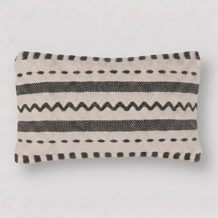 Cojín detalle zigzag rayas algodón leito negro
