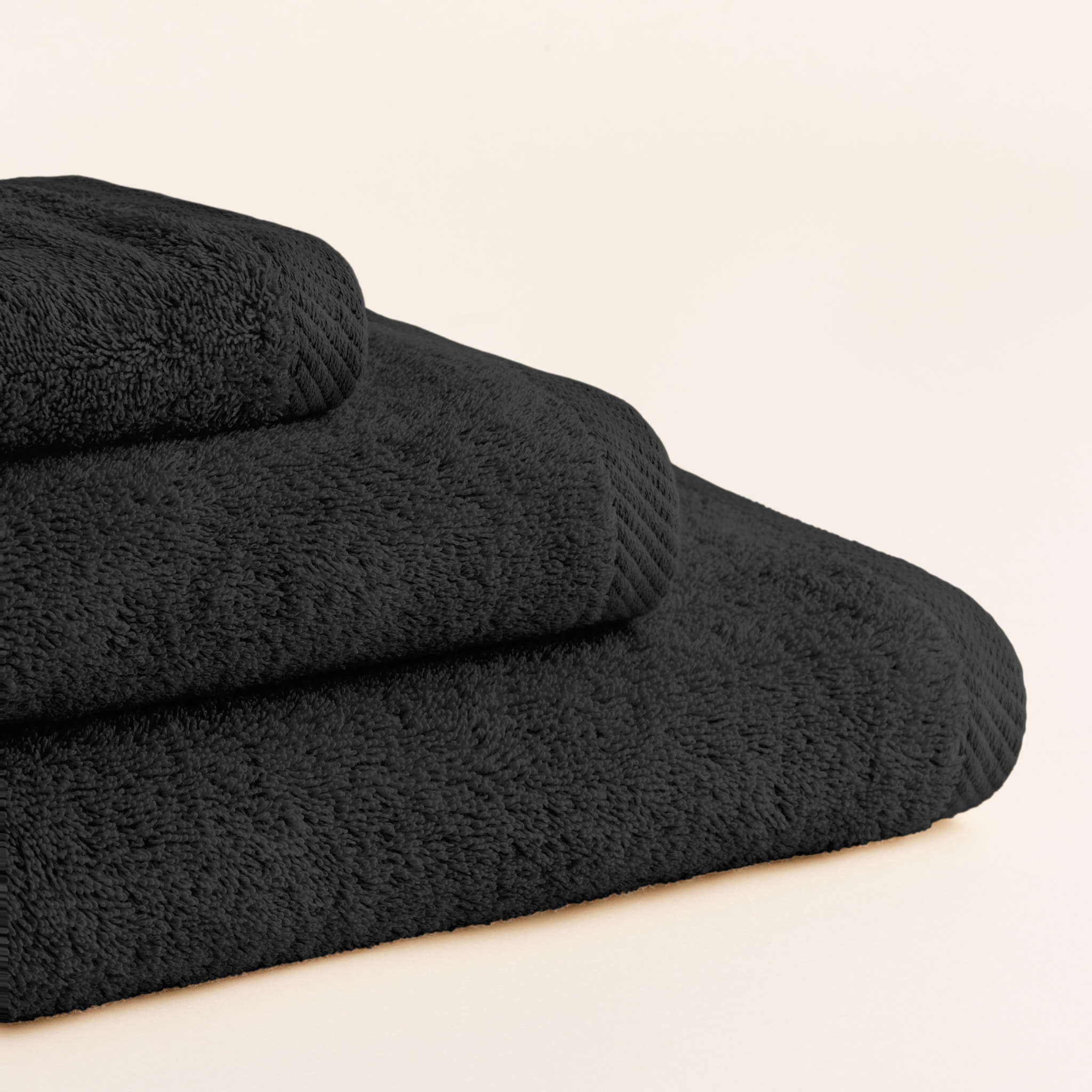 Set de serviettes éponge 100% coton éponge peigné - 600 g/m2 noir