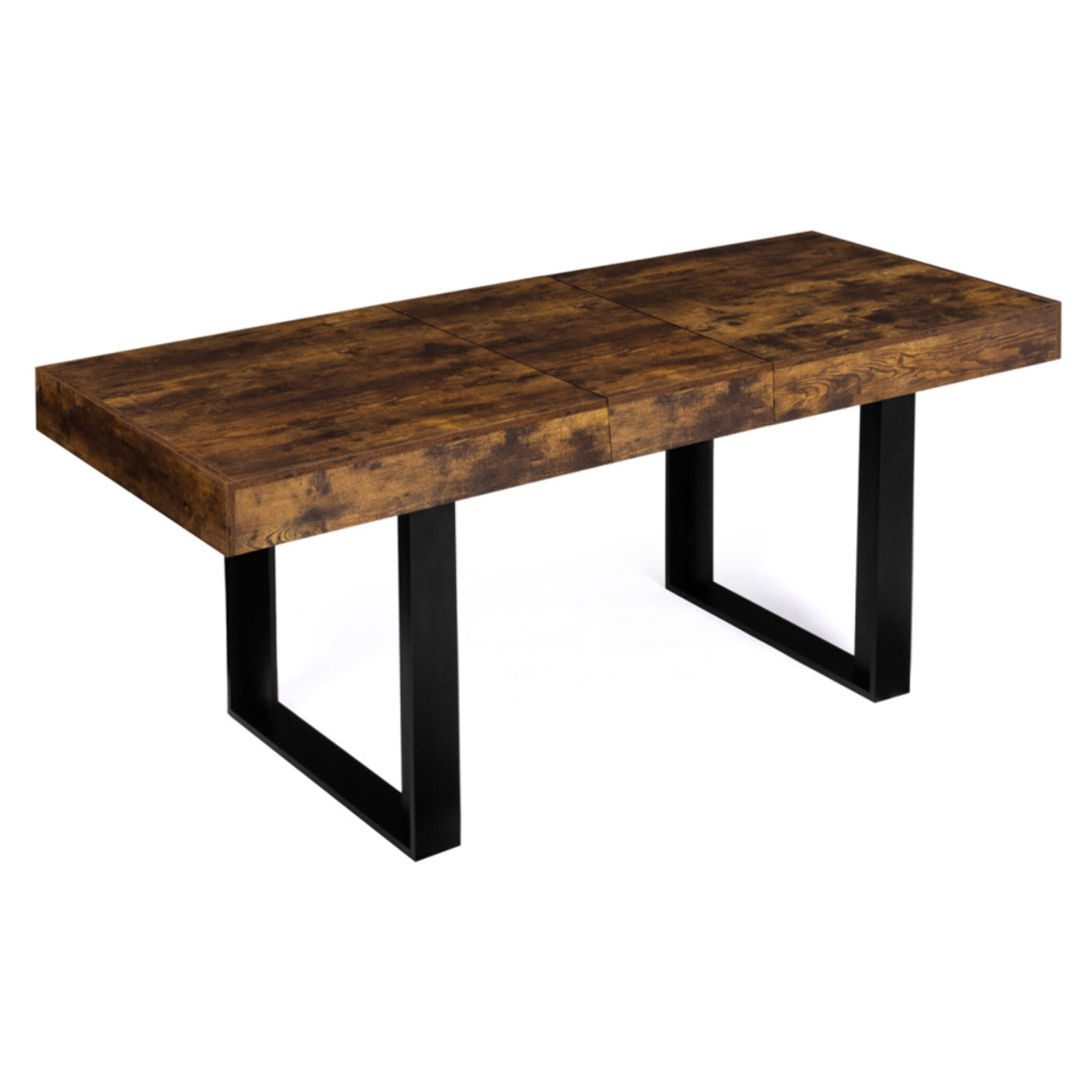 Tables à manger extensibles Brixton - Bois vieilli - Noir