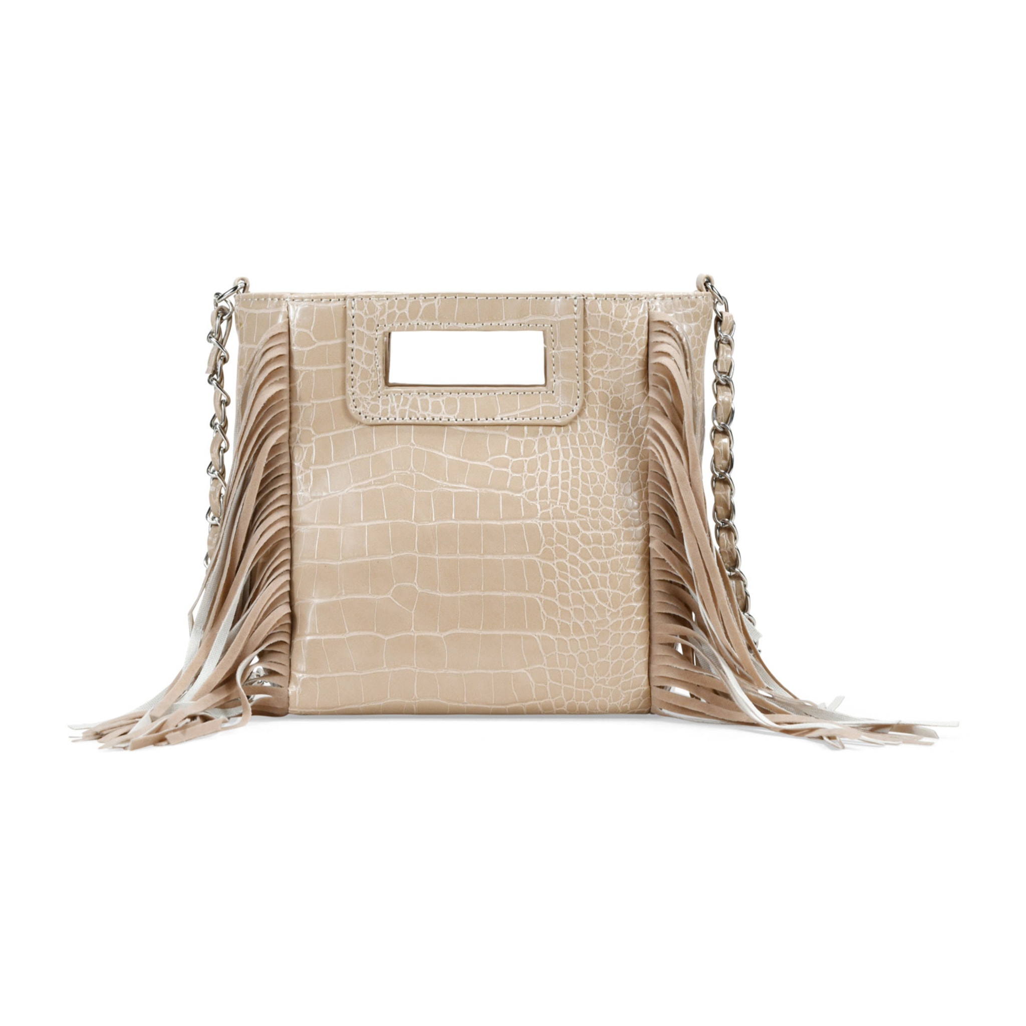 Boso de mano beige con flecos