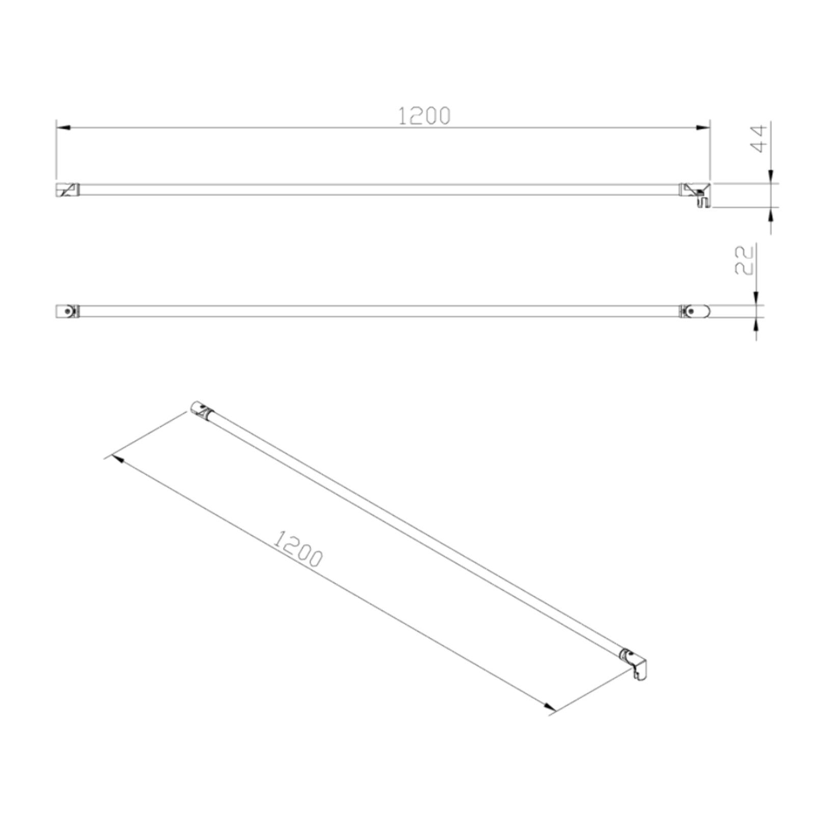 Project bras de montage pour paroi de douche 120 cm, chrome (SATZAV6)