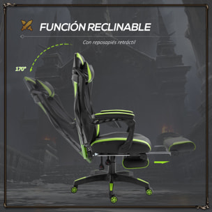 Silla Gaming para Oficina Respaldo Regulable Negro y Verde