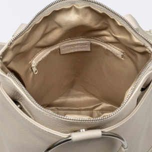 Arzago zaino in vera pelle Dollaro, con manico in design esclusivo anello metallico.