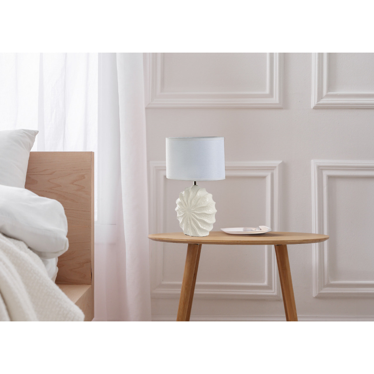 Lampada Da Tavolo Comodino Ricaricabile Accensione On/Off Modello Zante Bianco