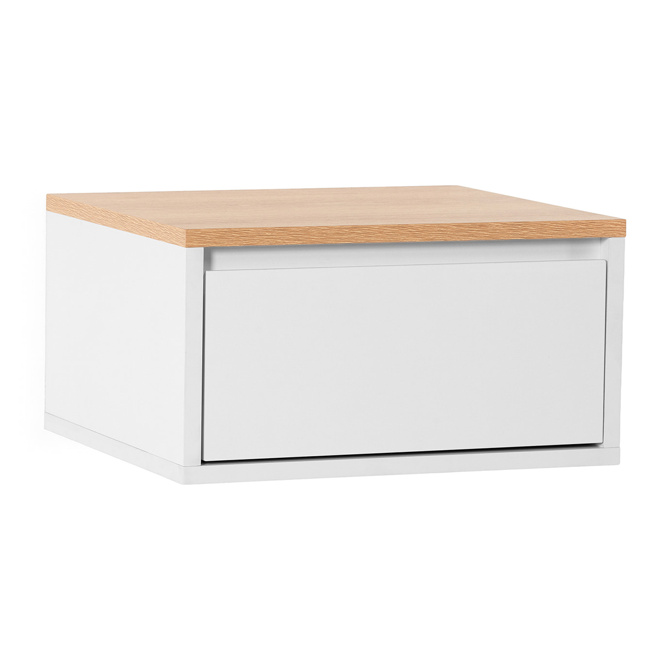 Mesita de noche flotante Desi 1 cajón color Blanco/Roble