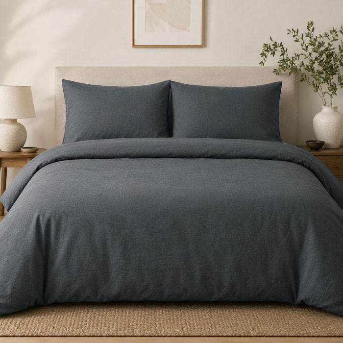 Housse de couette percale 240 x 220 cm unie - Gris anthracite
