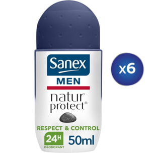 Pack de 6 - Sanex Dédorant Homme Men Natur Protect Respect&Control bille - 50ml