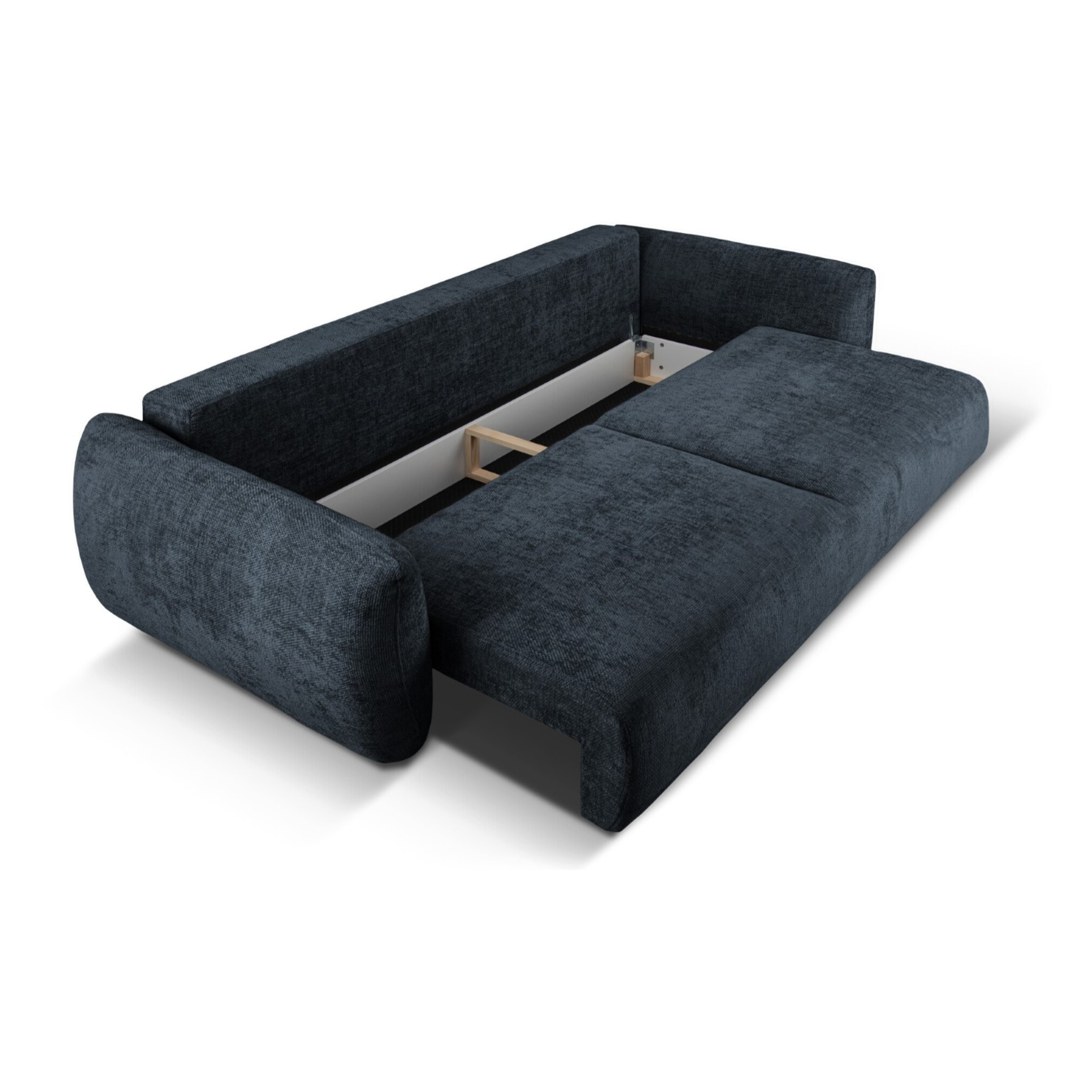 Canapé convertible avec coffre de rangement "Matera" 3 places en chenille bleu roi