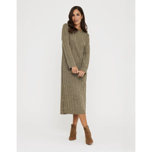 Vestido Largo Rib Mangas - Tidae