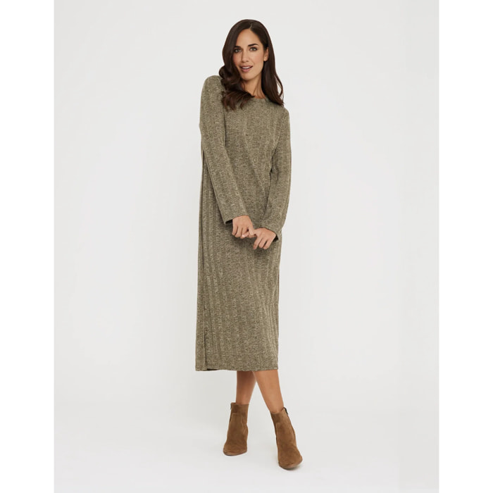 Vestido Largo Rib Mangas - Tidae