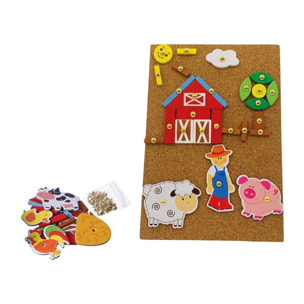 WOODEN PIN-CORK FARM TAP A SHAPE SET - JUEGO EDUCATIVO