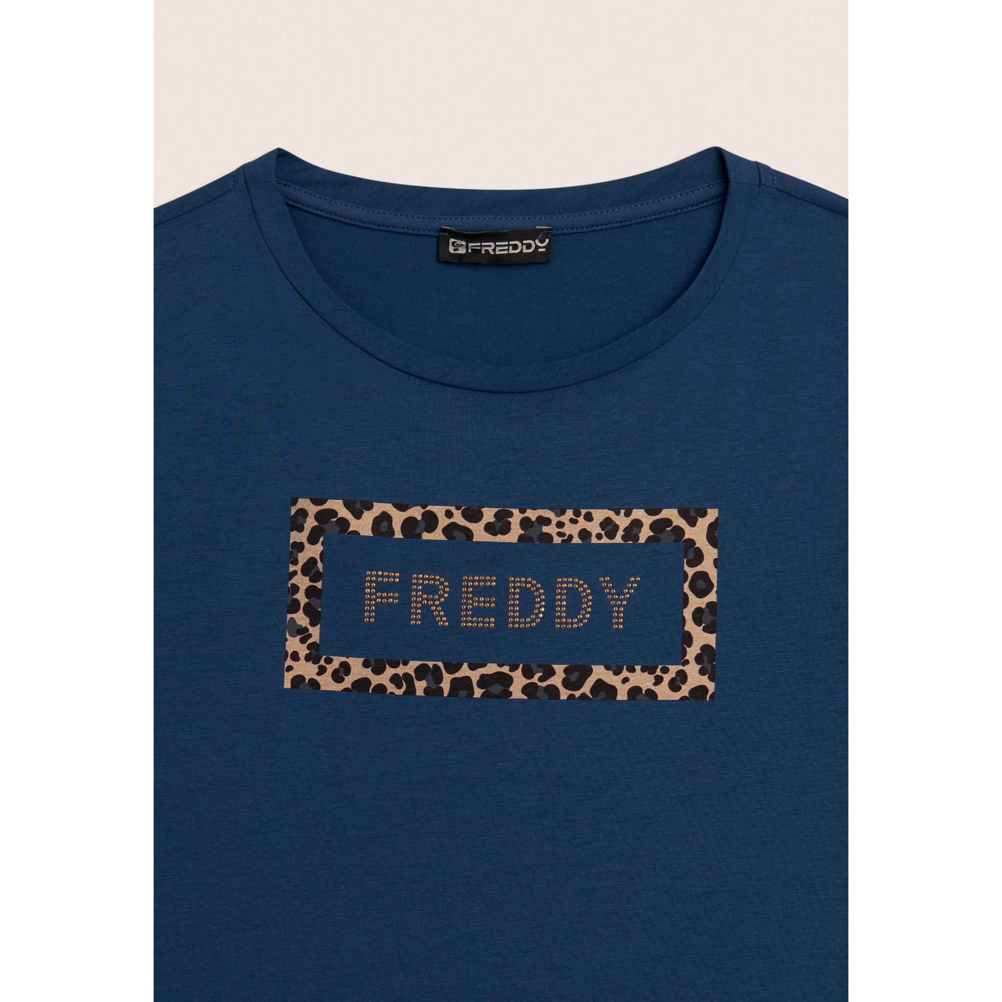T-shirt Manica Corta con Grafica Animalier e Logo FREDDY