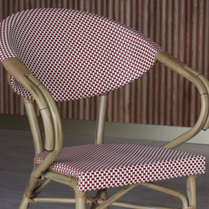 Lot de 2 fauteuils de table en textilène rouge AMALFI