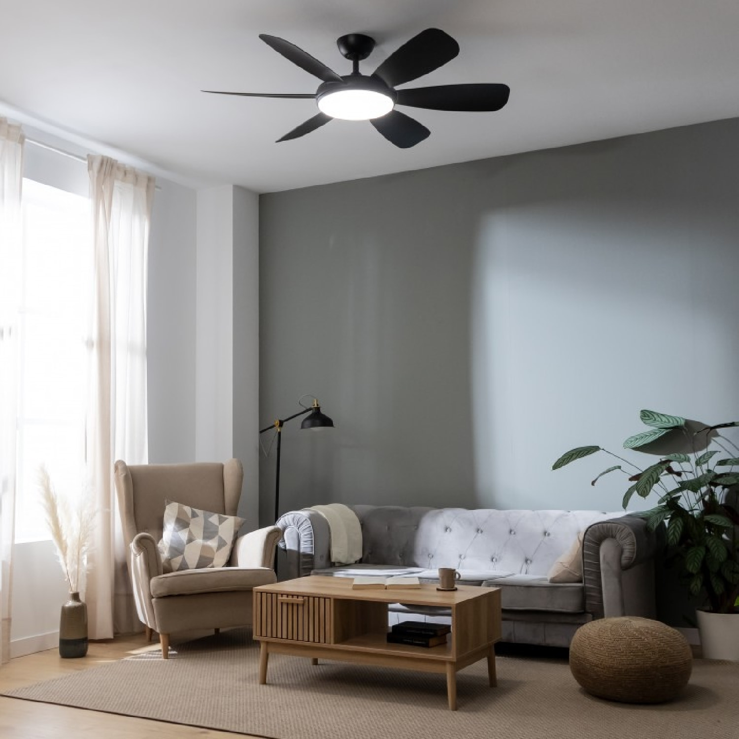 Cecotec Ventilatore da soffitto con luce EnergySilence Aero 5200 Black Pro