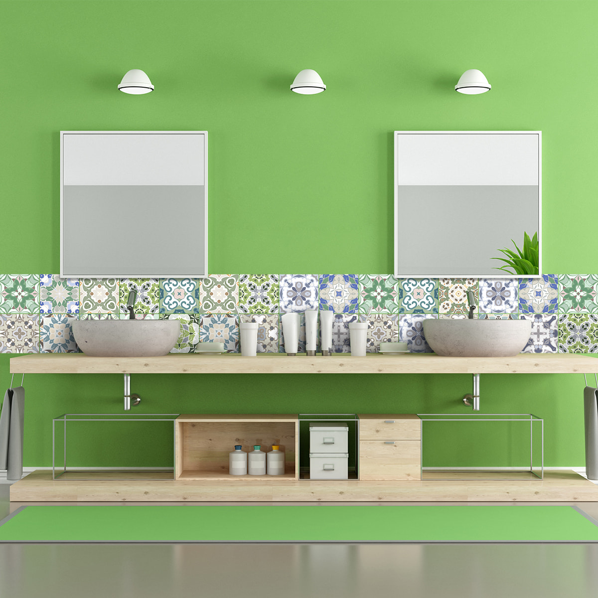 Stickers muraux - Sticker Mural Carrelage adhésif Cuisine Salle de Bain - 30 STICKERS CARRELAGES AZULEJOS CATALDO