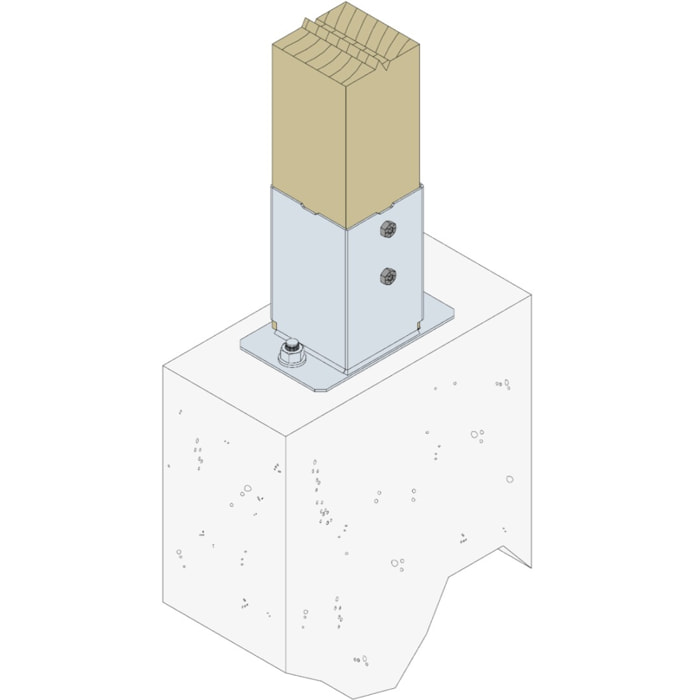 Pied de poteau SIMPSON pour muret et bord de dalle - 90 x 90 Galva - PPJBM90