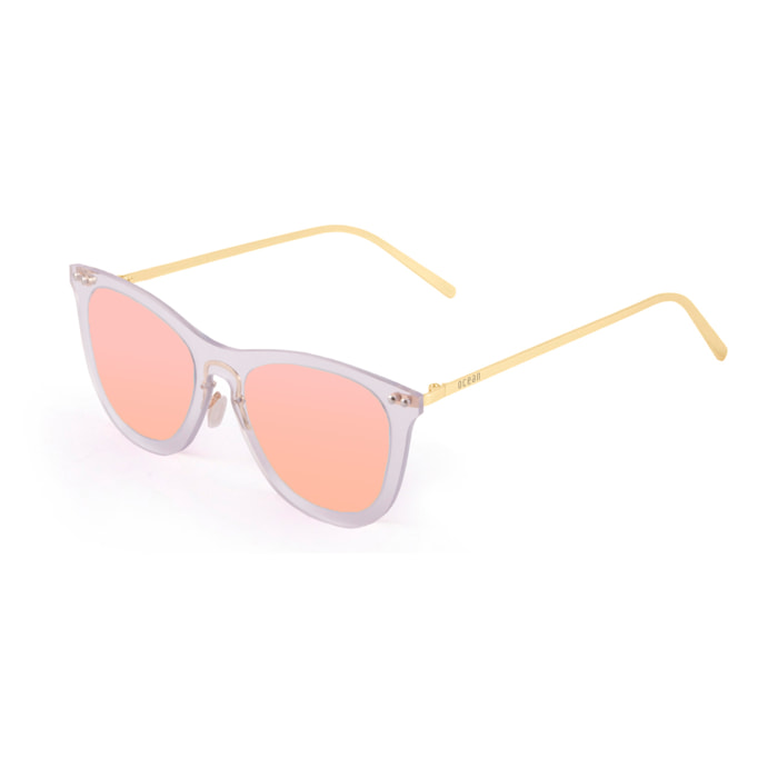 Gafas de sol PALO ALTO ARLES - Blanco transparente / De espejo rosa y patillas de metal dorado mate