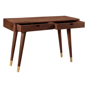 Console en bois massif 2 tiroirs et détails dorés - Colombo