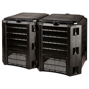 Compostador 800 L Prosperplast Compogreen Module de plástico en color Negro, 82,6 (alto) x 135 (ancho) x 71,9 (profundo) cms