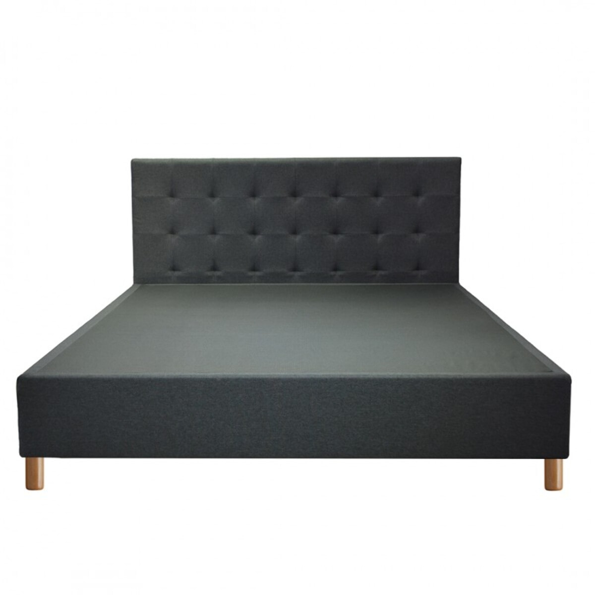 Lit Milan avec tête de lit capitonnée | Robuste et confortable | Montage simple rapide | Tissu | Gris foncé
