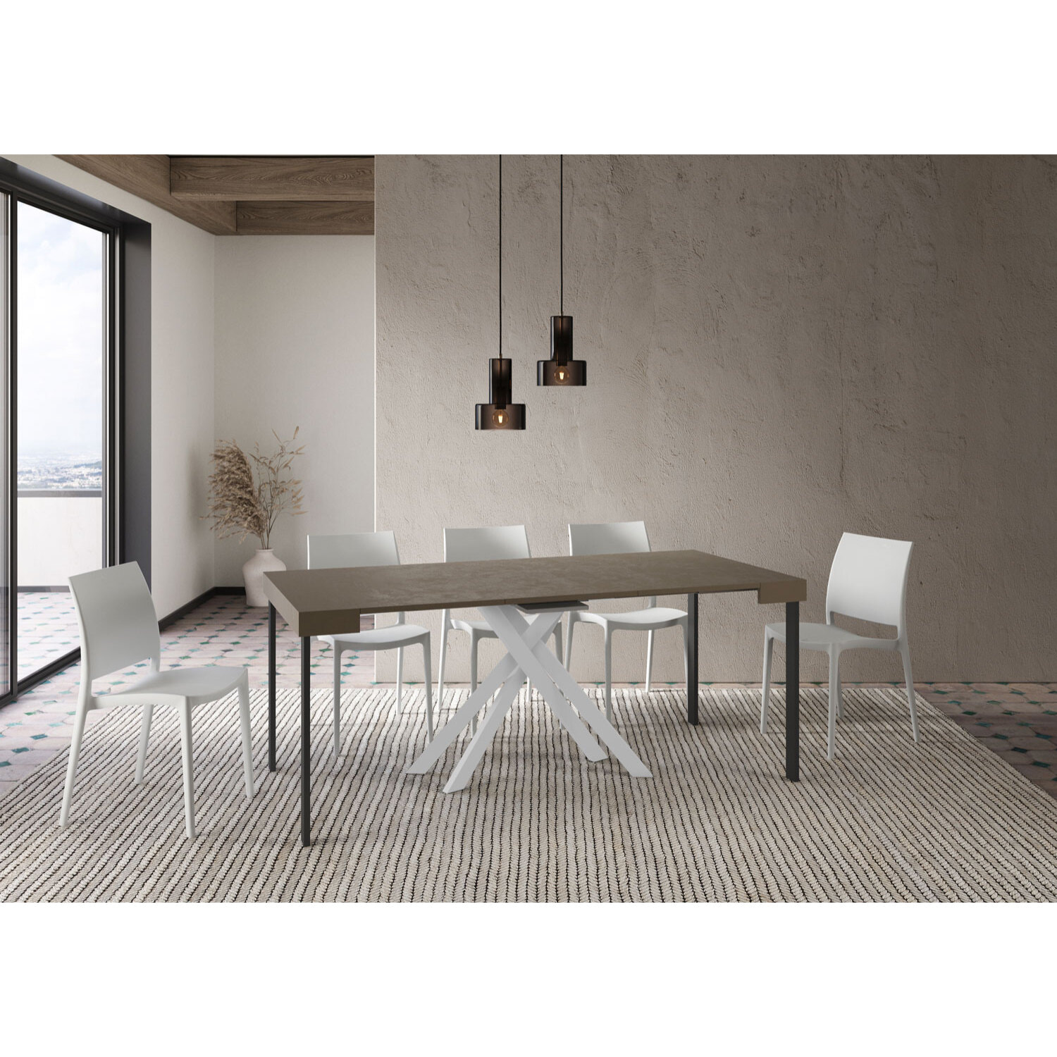 Consolle allungabile 90x40/300 cm Krack tortora gambe bianche