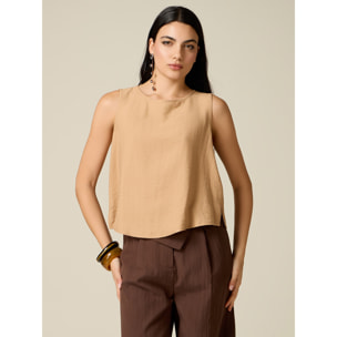 Oltre - Top corto mezcla de viscosa - Beige