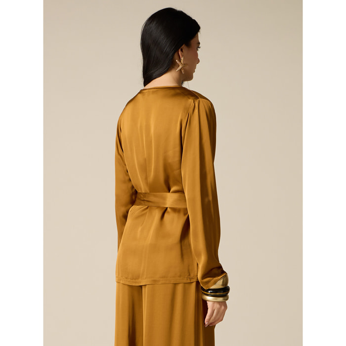 Oltre - Giacca destrutturata in raso di viscosa - Oro