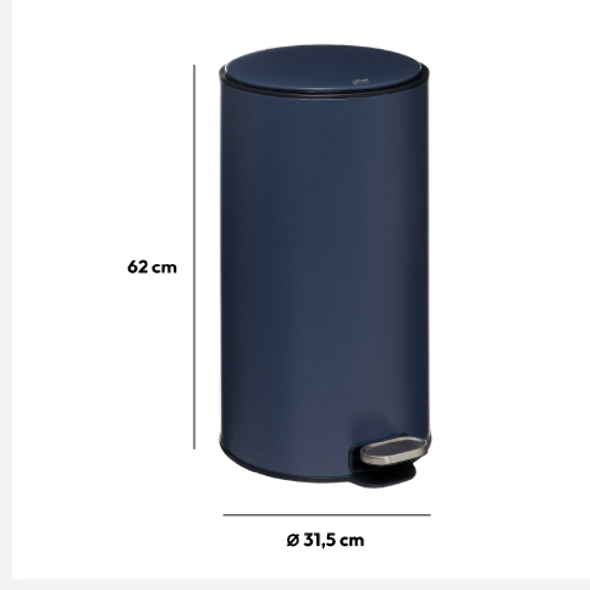 Poubelle métal 30l Bleu Pétrole Delta