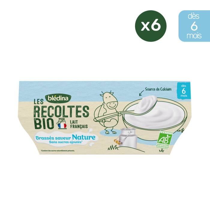 6x4 Brassés Nature sans sucres ajoutés - Bledina Les Recoltes Bio - Dès 6 Mois