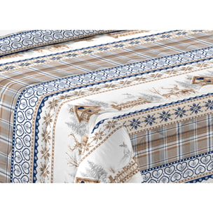 Trapunta Invernale 300gr Made in Italy Piumone Clado Linea Scaldanotti Disegno Tirolese Valgardena Blu