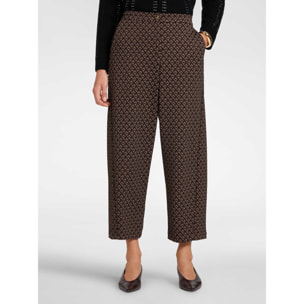 Elena Mirò - Pantaloni cropped in flanella jacquard - Marrone